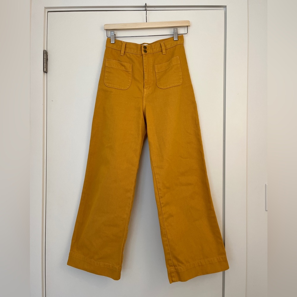 & Other Stories High Rise Wide Leg Mustard Jeans